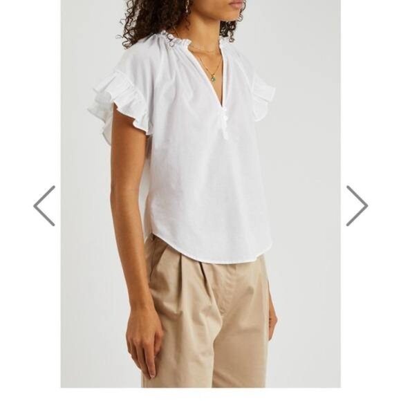 Veronica Beard Women's Milly Shirt Ruffle Short Sleeve Size M $228 - Picture 1 of 8